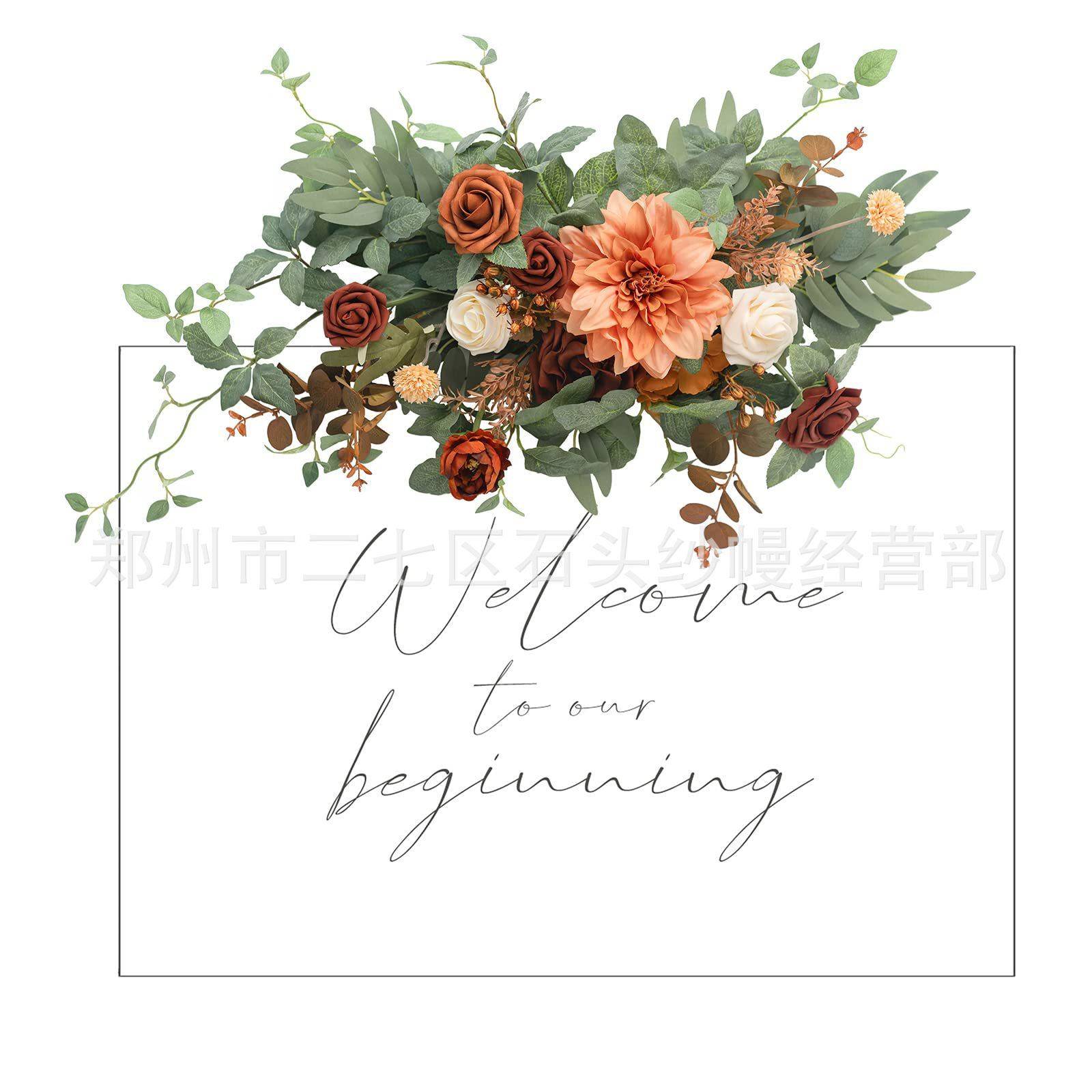 亚马逊跨境吊20241113牌花欢迎志人造标背墙景花环门壁画花玄关家