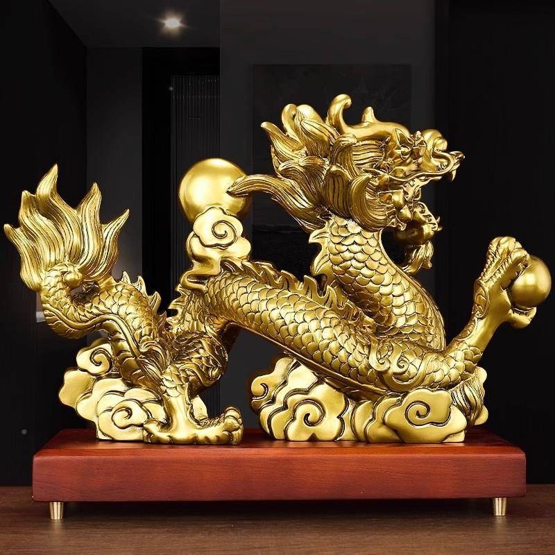 龙5摆件2生肖龙仿铜家居客厅酒柜玄关饰工CDR艺品20龙年吉装祥物