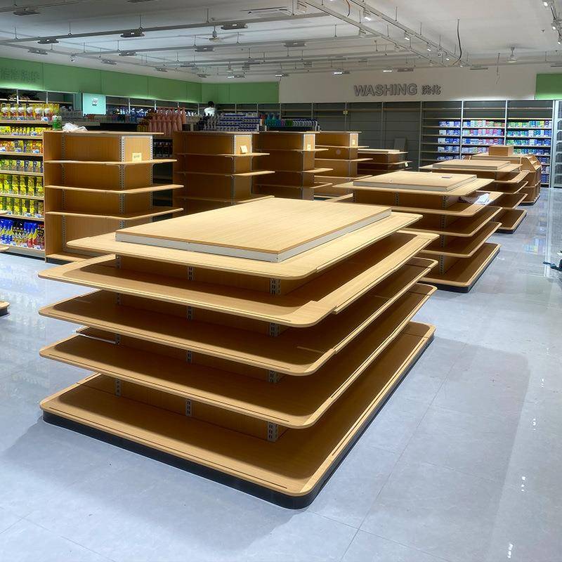 超市货架陈列情木登盒木箱端头景美陈展堆示道具摩架端架延伸308