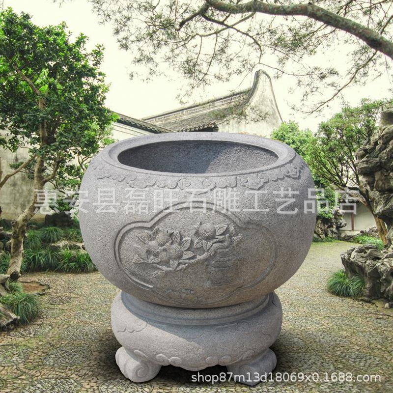 福建厂家石鱼雕古缸欧式石槽摆件青石仿lw-001花庭院户外盆流水景