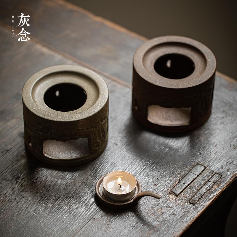 围炉煮茶炉陶子石窟烛炉复古粗陶RJE蜡壶温茶炉家用瓷加热茶底座