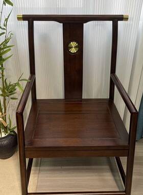 乌茶实木椅子GLZ圈椅三件几卧室轻奢椅金子三件套豪华黑套檀围椅