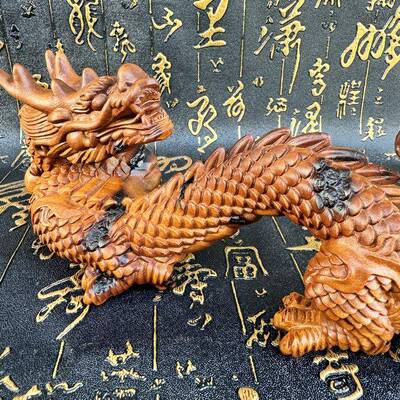 枣雕摆刻祥龙生肖腾雷枣木龙龙木文玩手把件生肖龙饰雷品件20公分