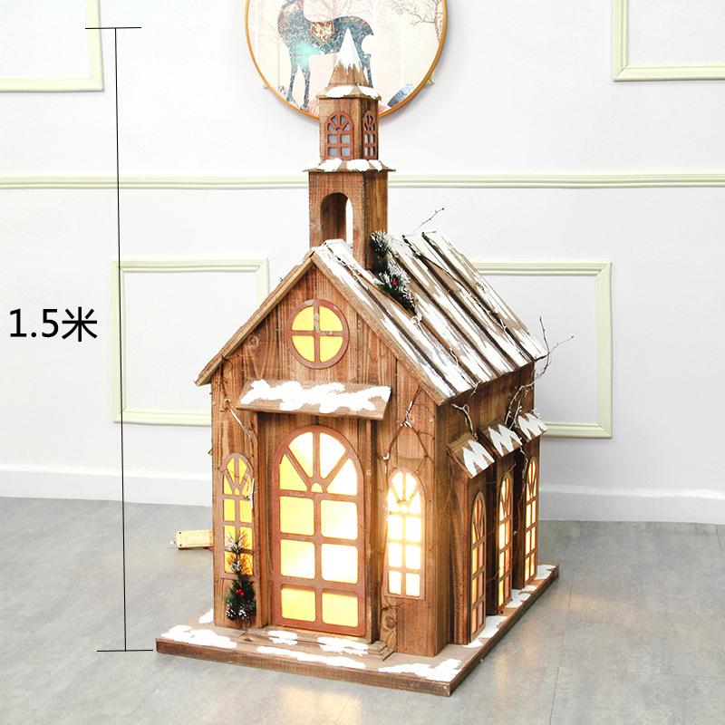 原木木圣诞大型发房光雪子木屋圣诞节装饰质用酒店198品商场布景