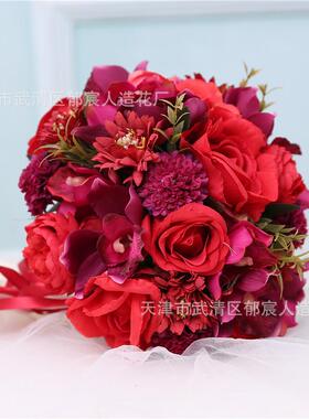 婚手花捧礼厂家直销新娘伴娘手持捧SPH-01花绢布手花纸箱惠千层兰