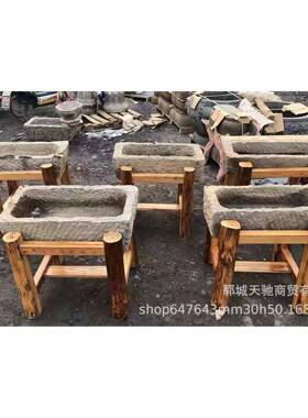 喂槽老槽园林造景猪槽老石YBM马新利用老石槽