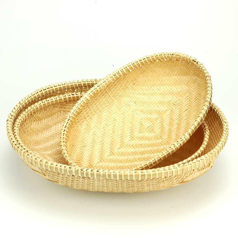 手工竹编箩筐收纳篮茶点盘果盘竹簸筛农竹乐箕竹子tfglznyy筐淘米