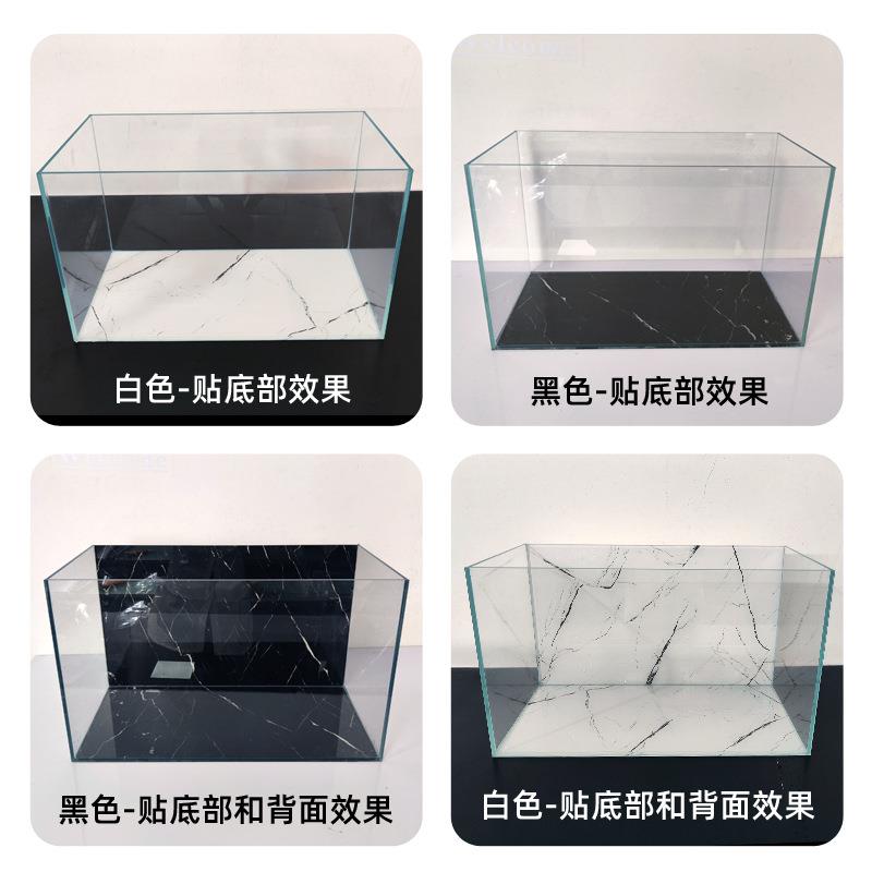 正面带鱼缸纸仿大理石自贴ZPO玻璃贴纸底胶部装粘饰造景纸