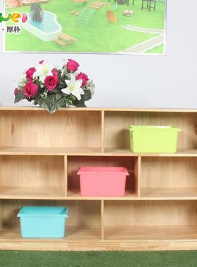 幼儿园木玩具橡收纳架儿童实木胶木七格DPS带背板玩具柜柜厂橡家