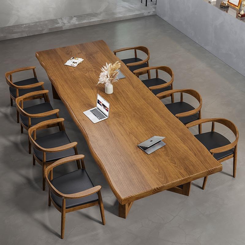 M$X实洽会议桌办公长桌原木大桌001工作台简约现代谈木桌板椅商用