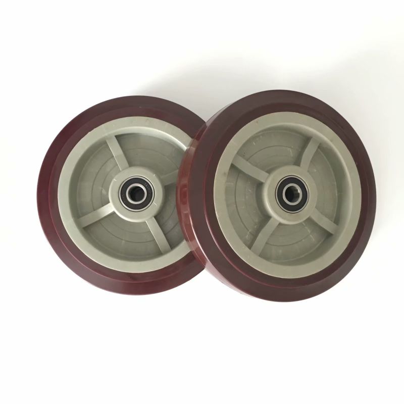 8寸推车轮聚氨酯轮耐磨静音轮重型平板车轮直径200轮子车轱辘