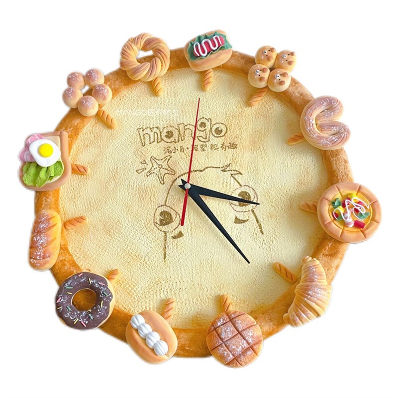 手工diy食玩粘土材料幼儿园亲子手工课程面包时钟超轻粘土