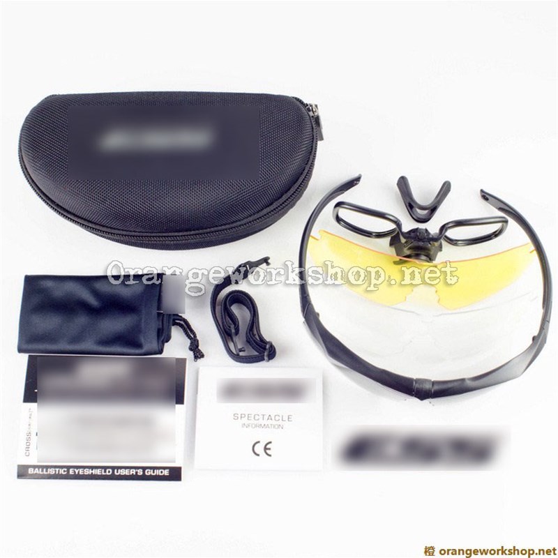 E记十字弓护目镜沙色镜架三镜片鼻托眼镜太阳镜防风镜带近视架