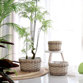 复古田园藤编柳编草编花盆纯手工编织花篮绿植大套盆客厅阳台装 饰