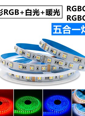 RGB五合一灯带rgbcw七彩+白暖双色智能rgbcct可调色LED灯条12v24V