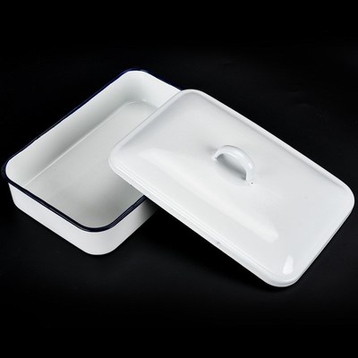 加厚搪瓷盘搪瓷托盘搪瓷方盘 实验室用盘化工盘消毒盘实验室带盖