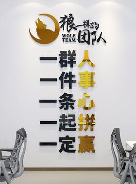 团队激励文化墙企业公司办公室励志狼性标语一群人创意立体墙贴画
