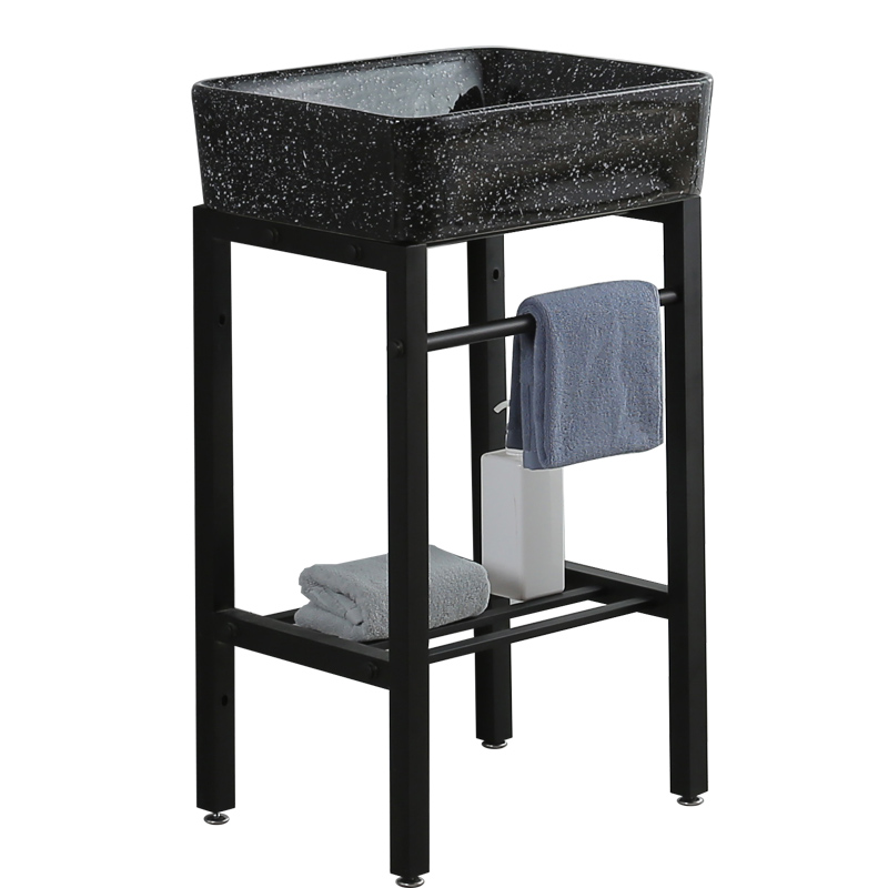 家用无孔陶瓷洗脸盆不锈钢支架洗手盆小户型阳台洗漱盆彩色面盆