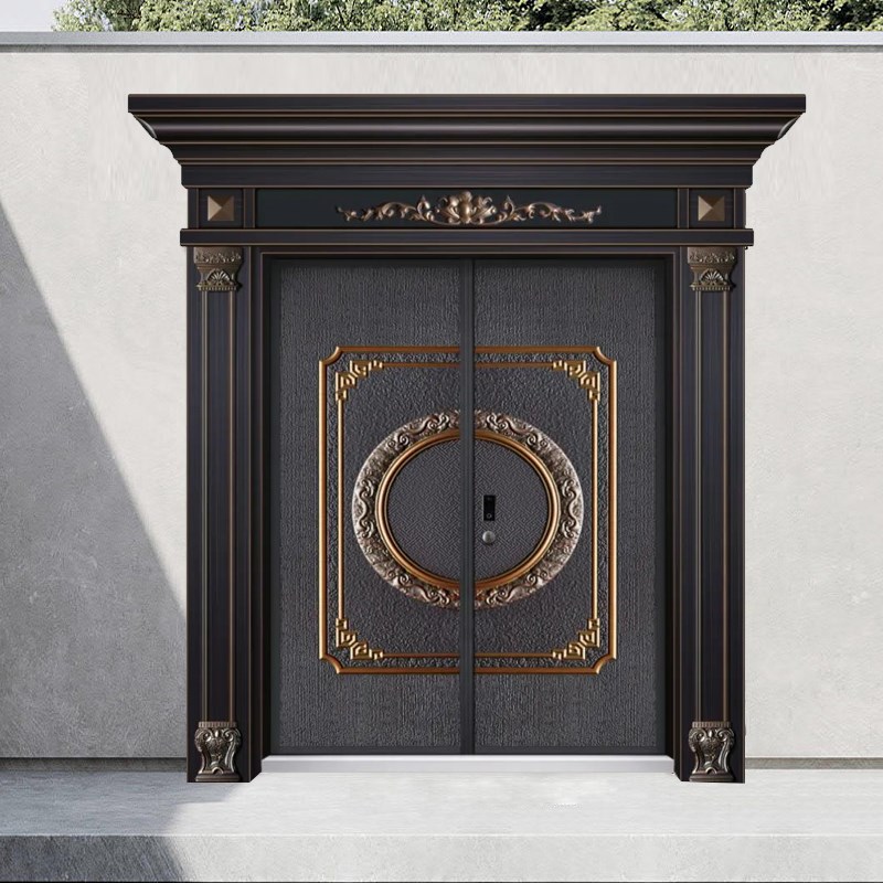 铸铝别墅大门开四开农村自建房大门家用进户入户门