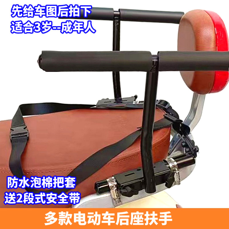 踏板电动车儿童后置座椅围栏电摩大电瓶车小孩扶手坐椅防护栏