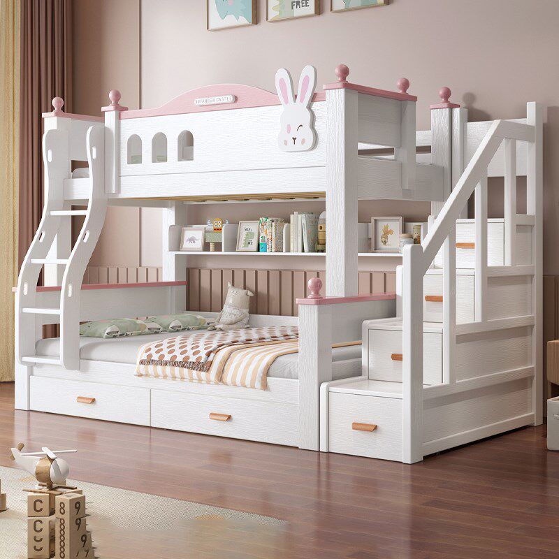 上下双层实木床儿童男女孩高低上下铺公主小户型两层子母床