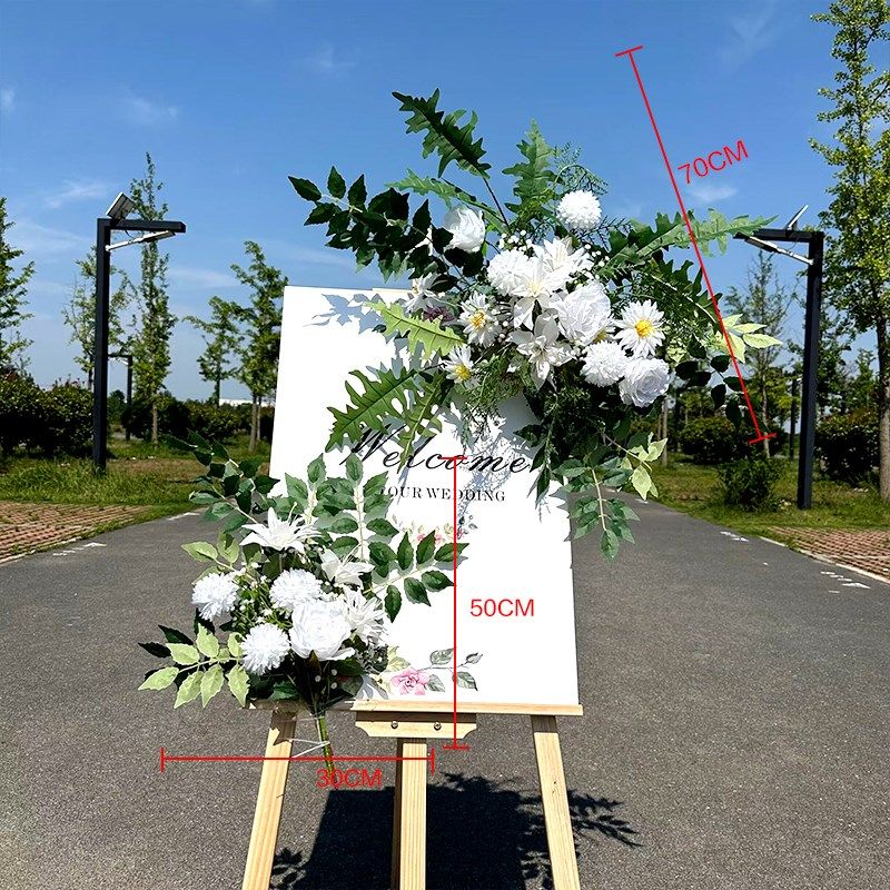 婚庆迎宾牌水牌花订婚指示牌花艺仿真绢花派对4S店展厅道具摆件