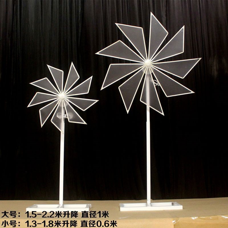 婚庆道具电动旋转风车路引摆件婚礼舞T台铁艺摩天轮架子场景装饰