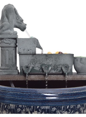 养鱼增氧陶瓷鱼缸循环流水造景招财摆件庭院室外鱼池流水石