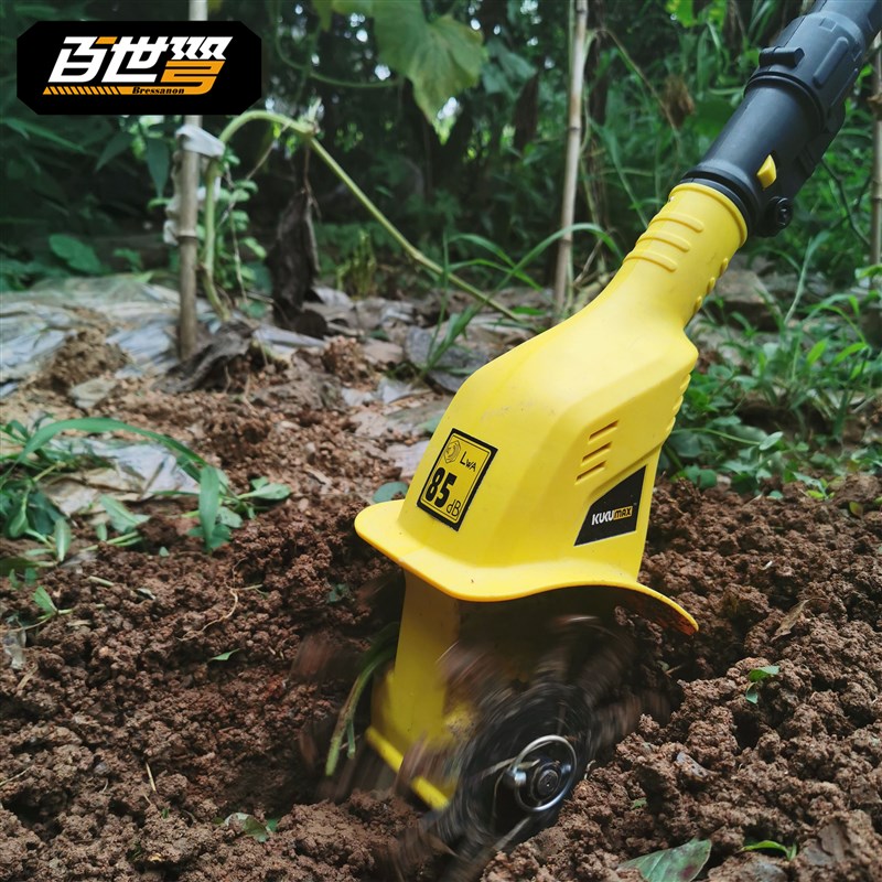 百世弩手持20V锂电微耕机松土机农用翻土家用小型电动锄头旋耕机