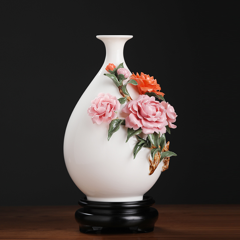 玉壶春瓶陶瓷手工花瓶家居客厅插花玄关电视柜博古架装饰品摆件