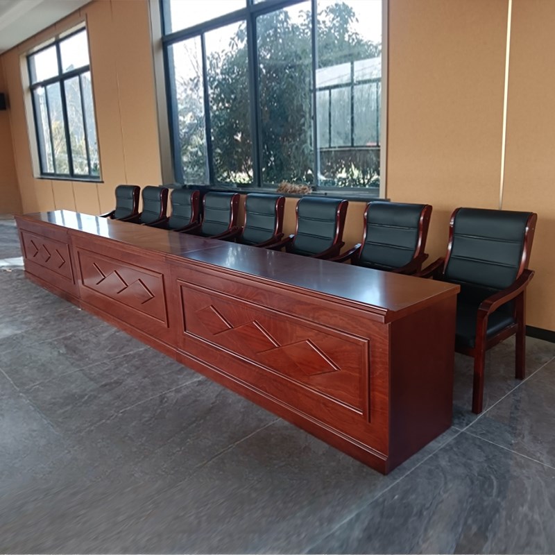 油漆木皮演讲台会议桌主席台长条形桌培训桌椅发言台会议室桌椅