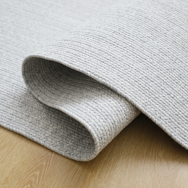 塞尚简约风浅灰色棉麻地毯客厅极简大气高级感面编织茶几毯定制