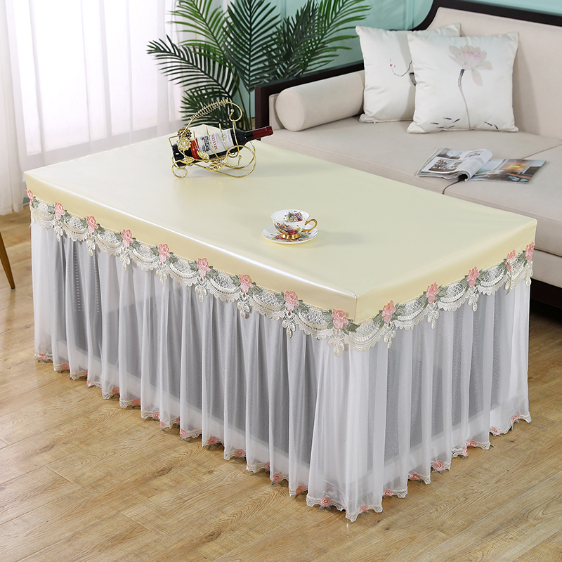 垂纱茶几加厚皮罩防水防油防尘罩纯色长方形烤火桌罩免洗电炉罩
