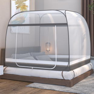 2022新款 1.5m加密全底儿童防摔拉链帐篷 蒙古包蚊帐家用卧室免安装