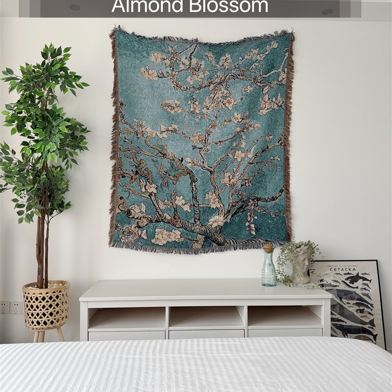 盛开的杏花 Almond Blossom 油画文森特梵高挂毯装饰毯沙发毯盖毯