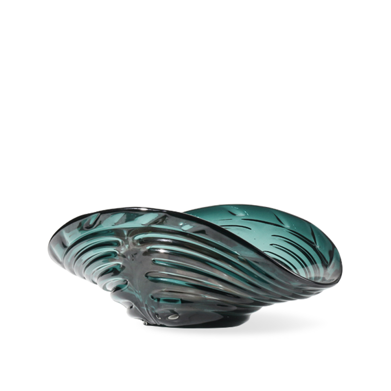 简约现代扇贝形玻璃果盘摆件软装饰品售楼处桌面茶几餐桌果盆摆设