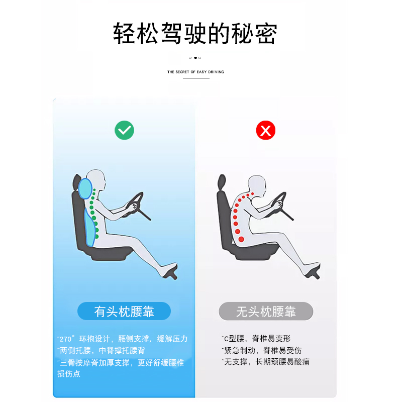 汽车座椅腰靠头枕记忆棉车座靠背腰垫腰枕腰部背靠车用车载背靠垫