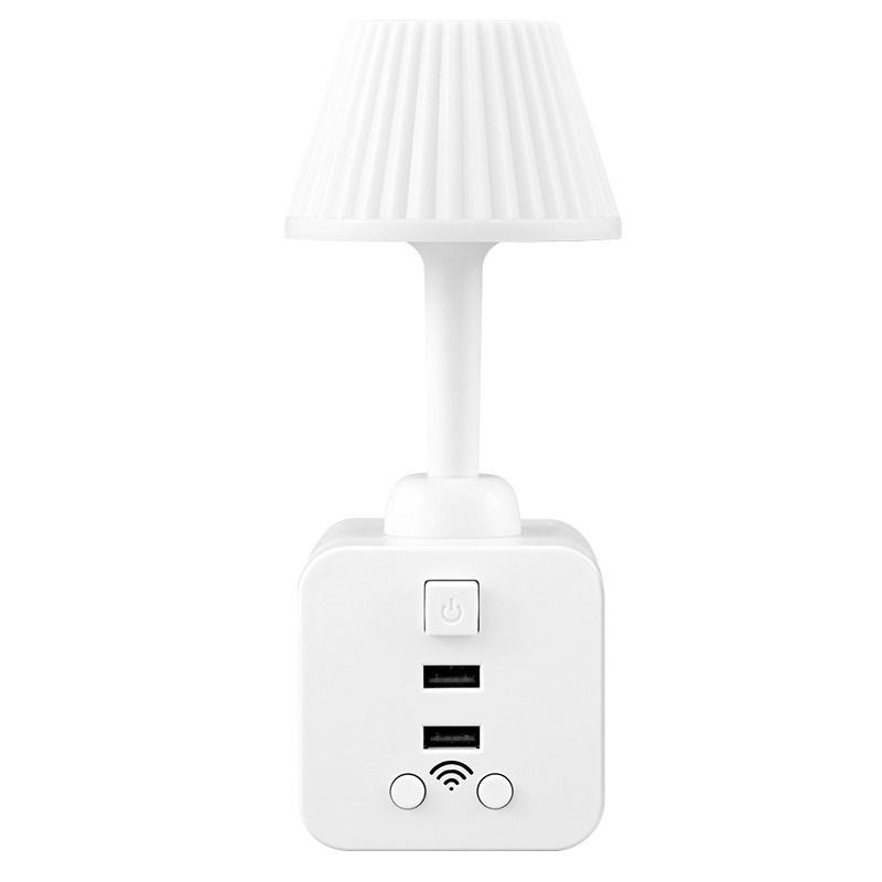 魔方usb插座小夜灯 多功能多孔转换器遥控宿舍卧室房间床头小台灯