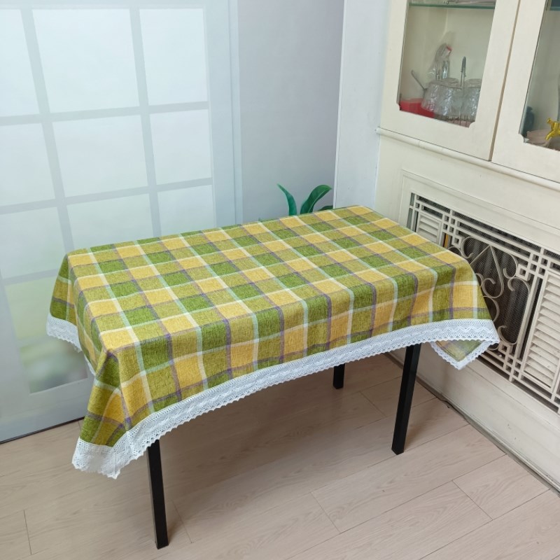 亚麻简约现代棉麻格子办公室会议室布艺桌布 长方形餐桌茶几台布