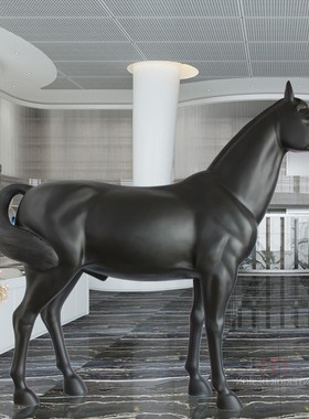 玻璃钢大马雕塑树脂落地摆件酒店会所客厅大厅装饰工程室内摆设品