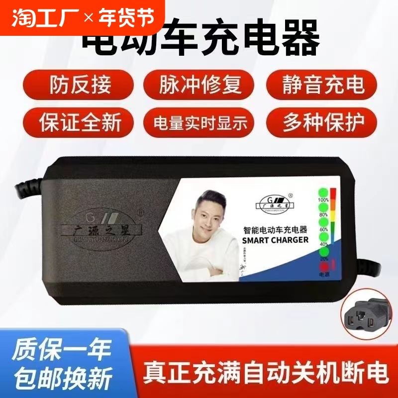 广源之星充电器原装智能自动断电电动车48v60v72v修复保护电流