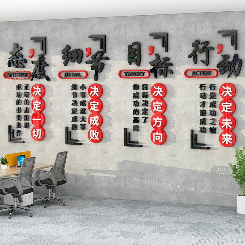 公司企业高级感文化墙楼梯氛围布置励志文字公告栏荣誉墙展示墙贴