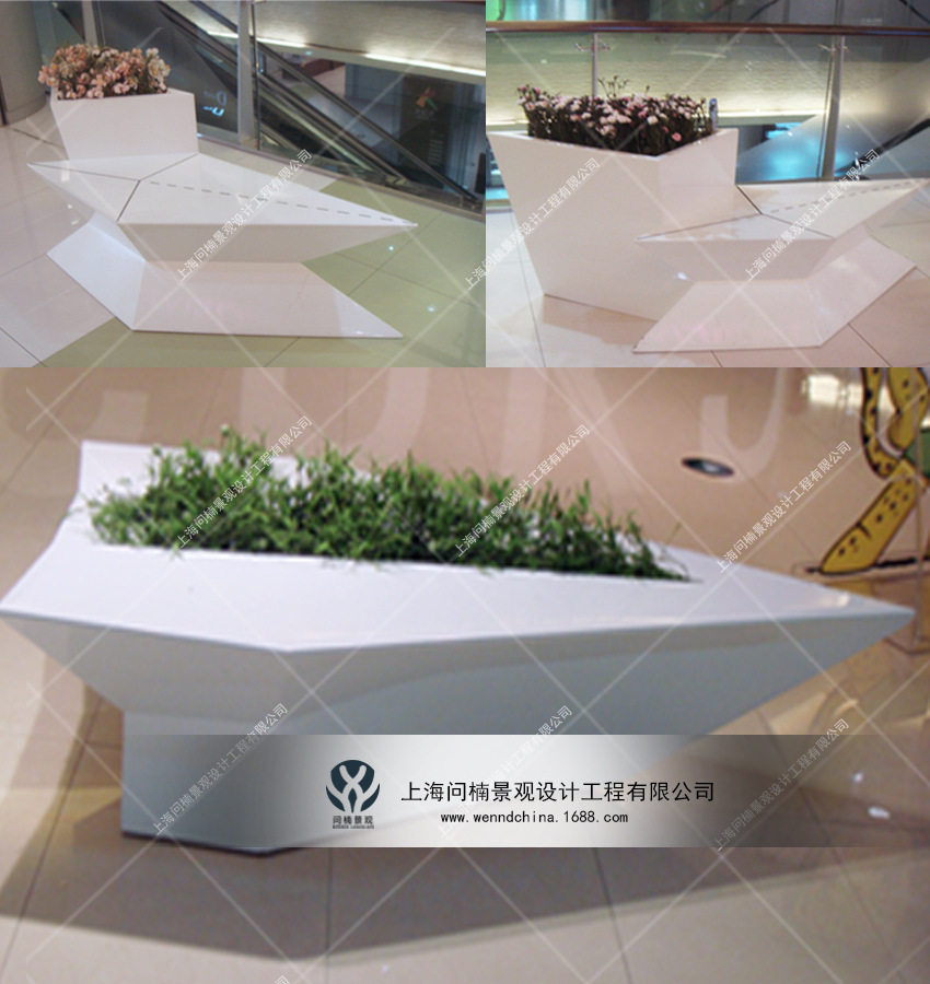 商场美陈玻璃钢创意几何花盆