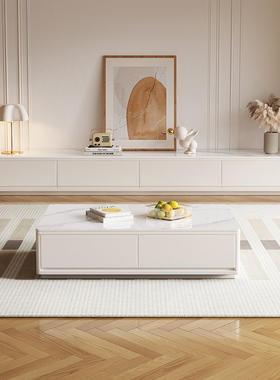 几电茶视柜组合客实木现代简约地小户型落白SF603色岩板厅奶油风