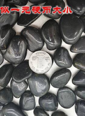 石原厂地黑色抛光鹅卵石花铺路石头VCY五彩黑色装饰石造景雨石头