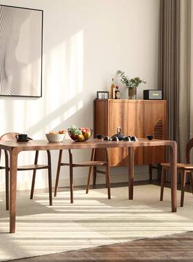 5V1920riva北美黑胡桃木原木餐桌燕尾榫简约纯实木别墅家用餐厅饭