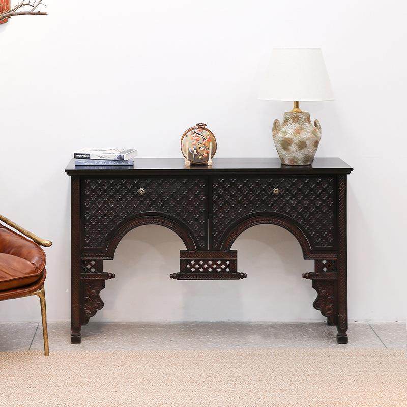 侘界复边古案客玄关门厅柜DRX条案实木桌厅玄关桌案台东南亚风格