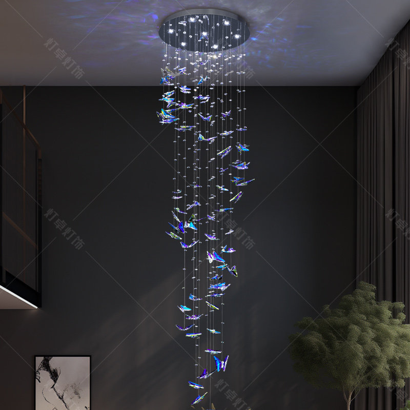 蝴蝶水晶吊灯轻奢loft公寓旋