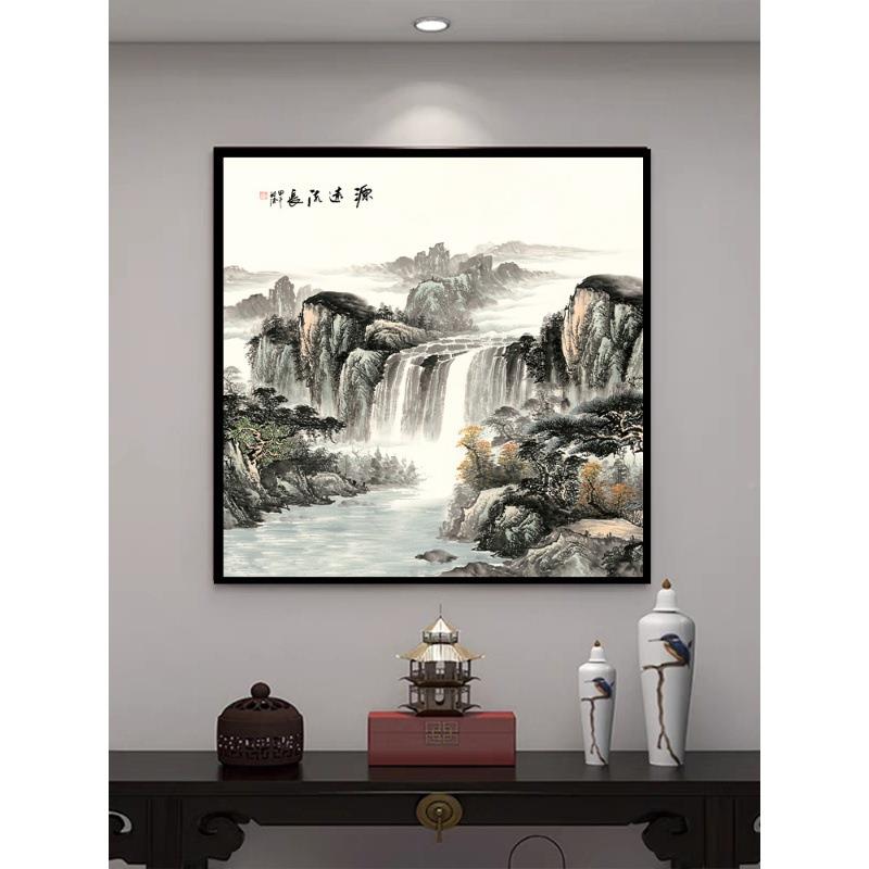 正方形画靠山间字画小幅卫生装饰CY541CY画玄挂关旺新中式财山水