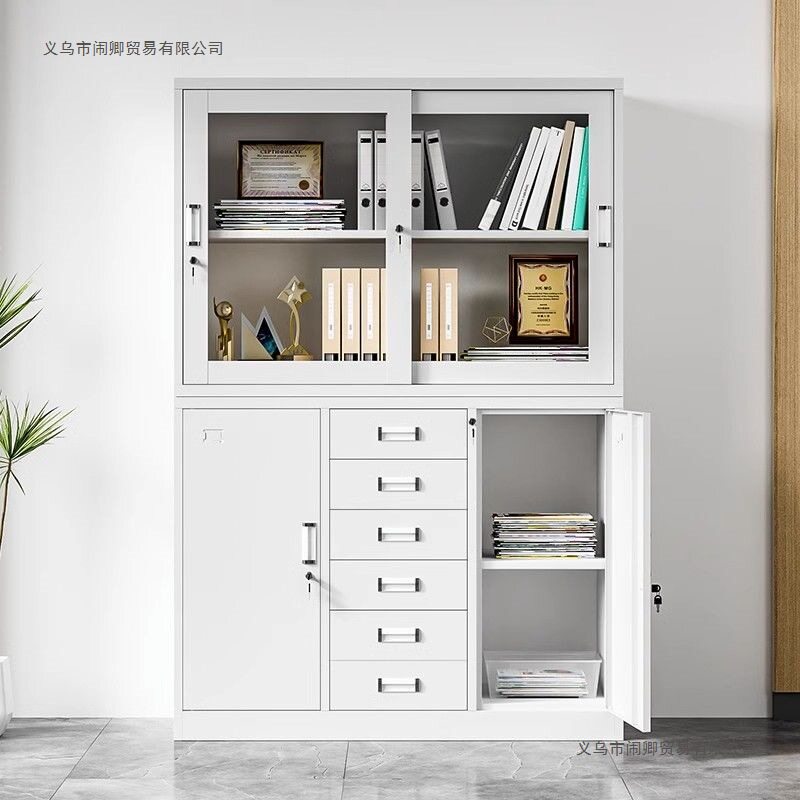 加厚铁皮文件柜1180宽中六斗抽屉钢制资料柜财务柜a4办公室档案柜